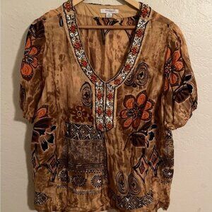 Dress Barn Women Plus Size 2X Embroidered Tunic Top Shirt Casual Boho Comfy